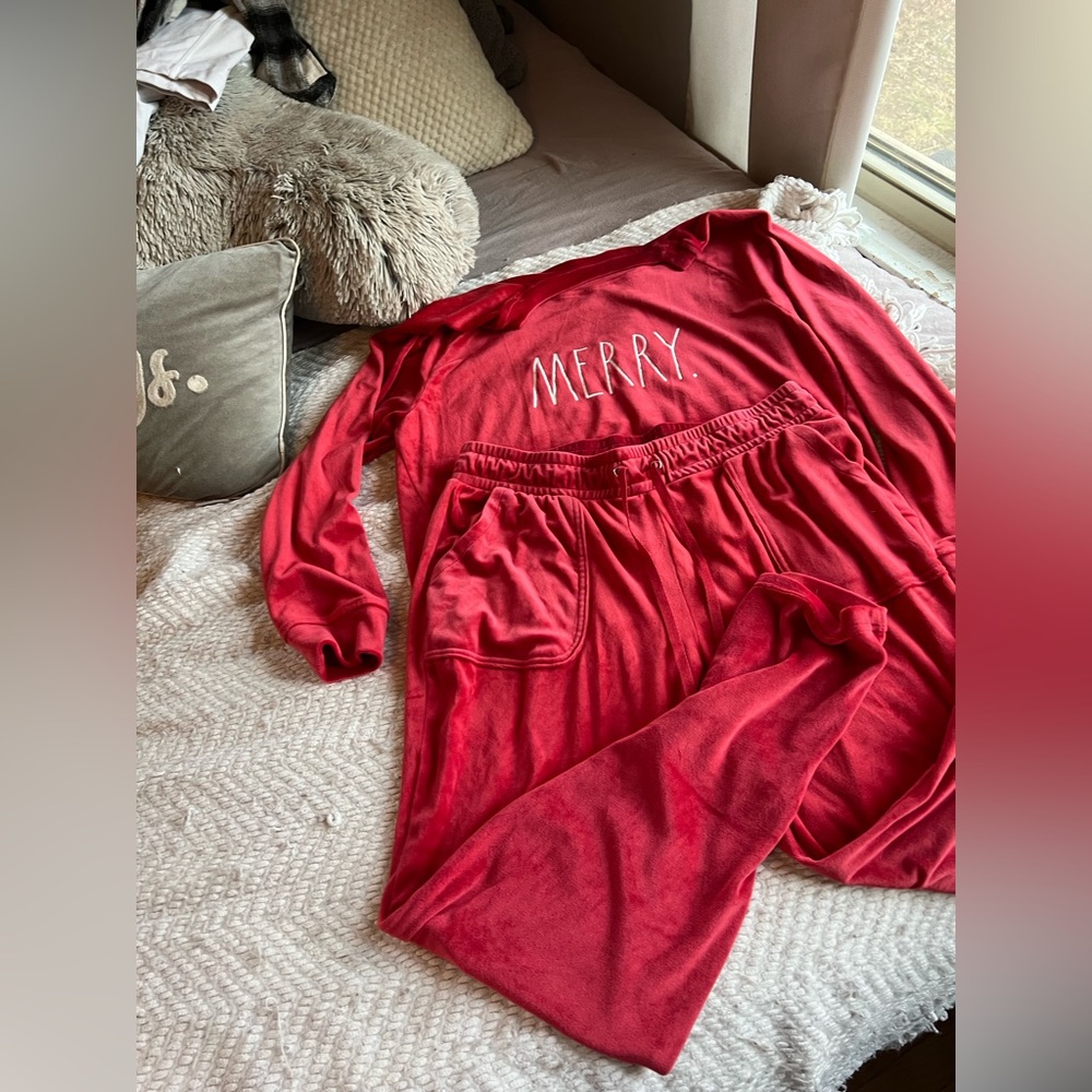 Rae Dunn Red Pajama Set - Merry - Picture 3 of 5
